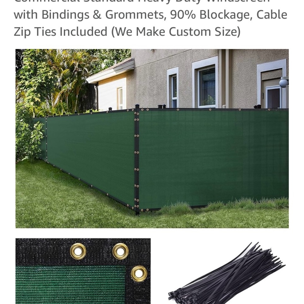 Green Privacy Screen with Grommets 5’x50’